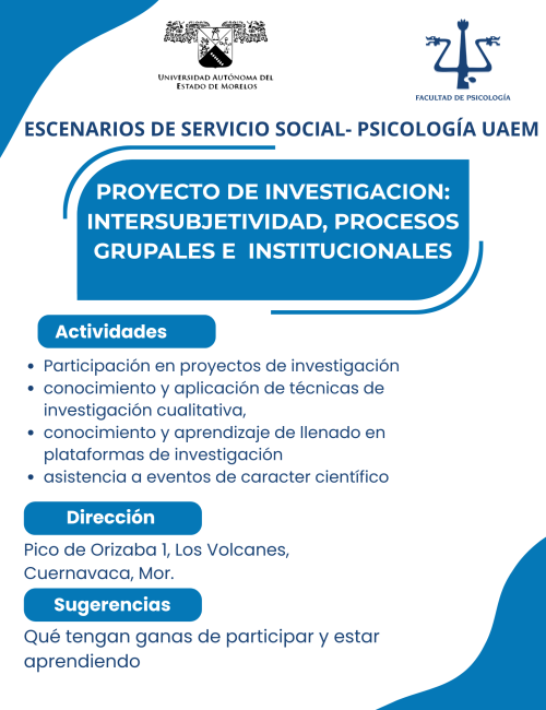 Proyecto de investigación intersubjetividad, procesos grupales e institucionales